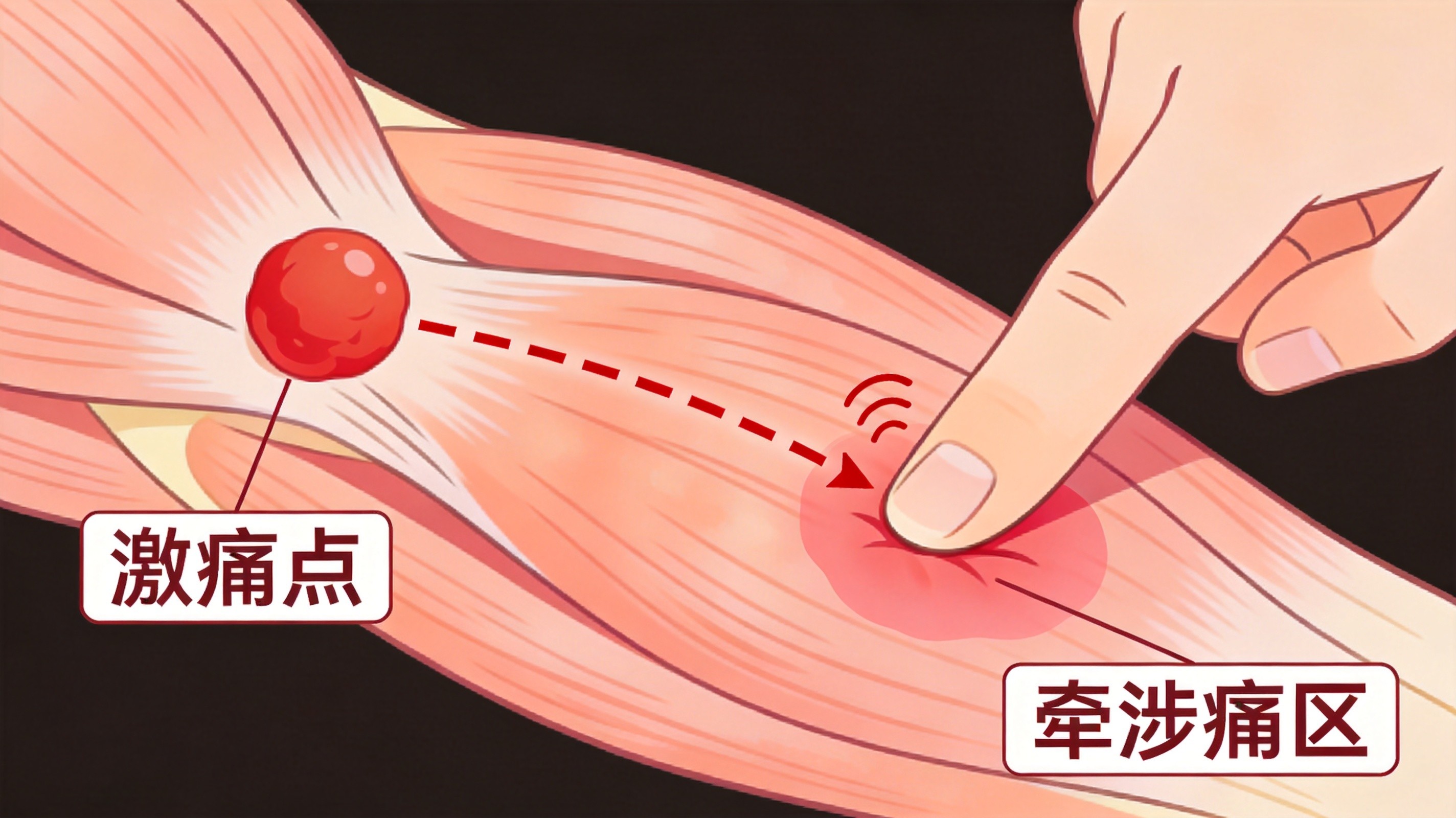 激痛点与牵涉痛机制示意